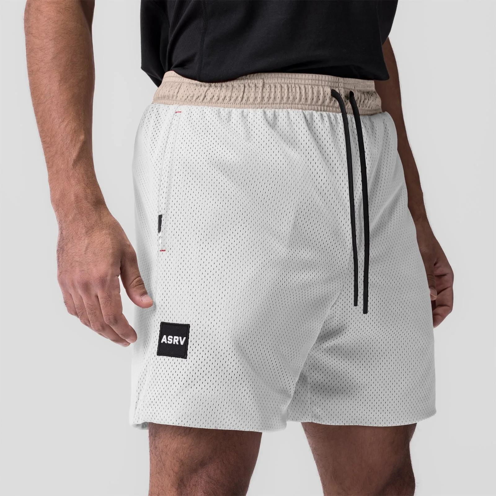 0795. SilverPlus™ Mesh Reversible Short  - Beige/White