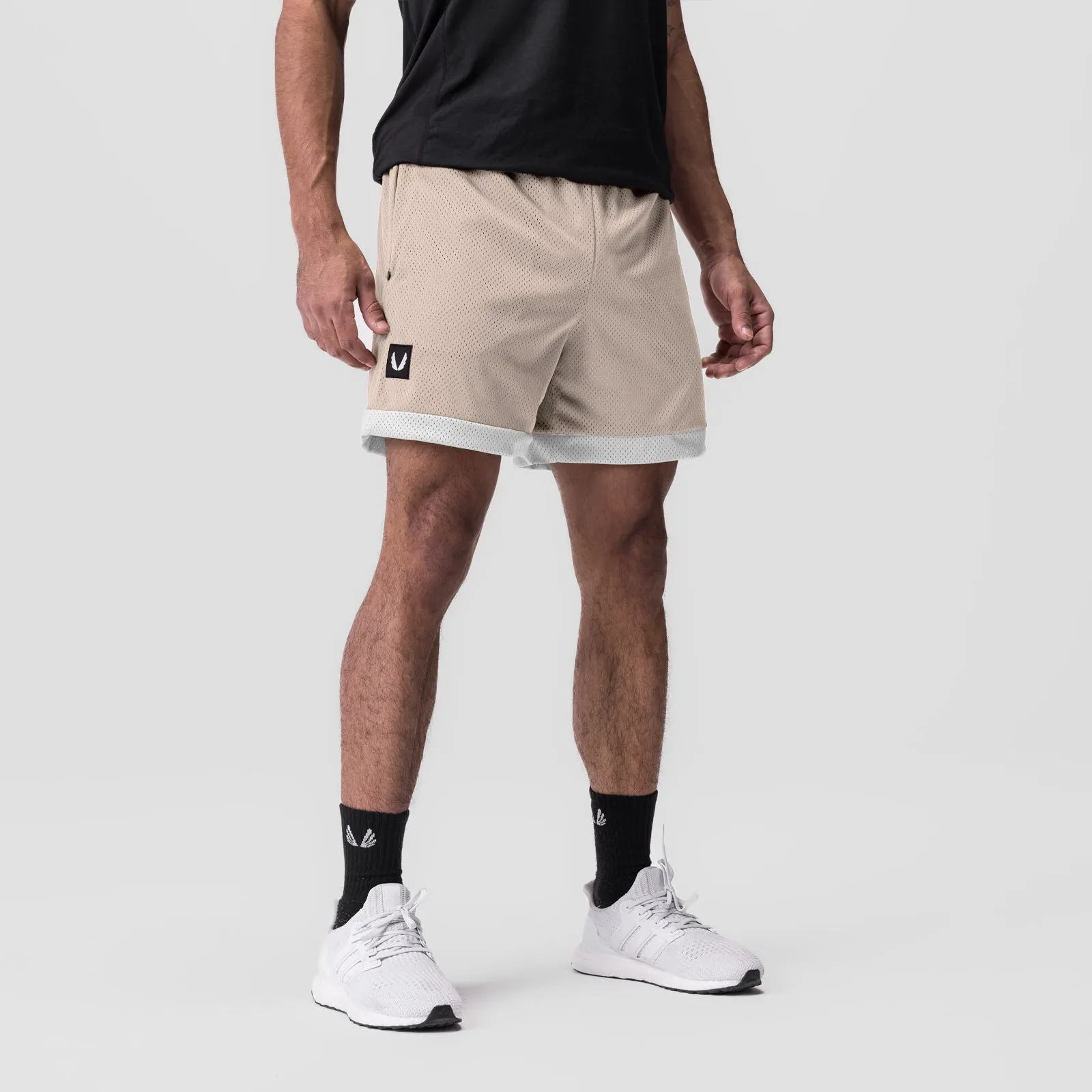 0795. SilverPlus™ Mesh Reversible Short  - Beige/White
