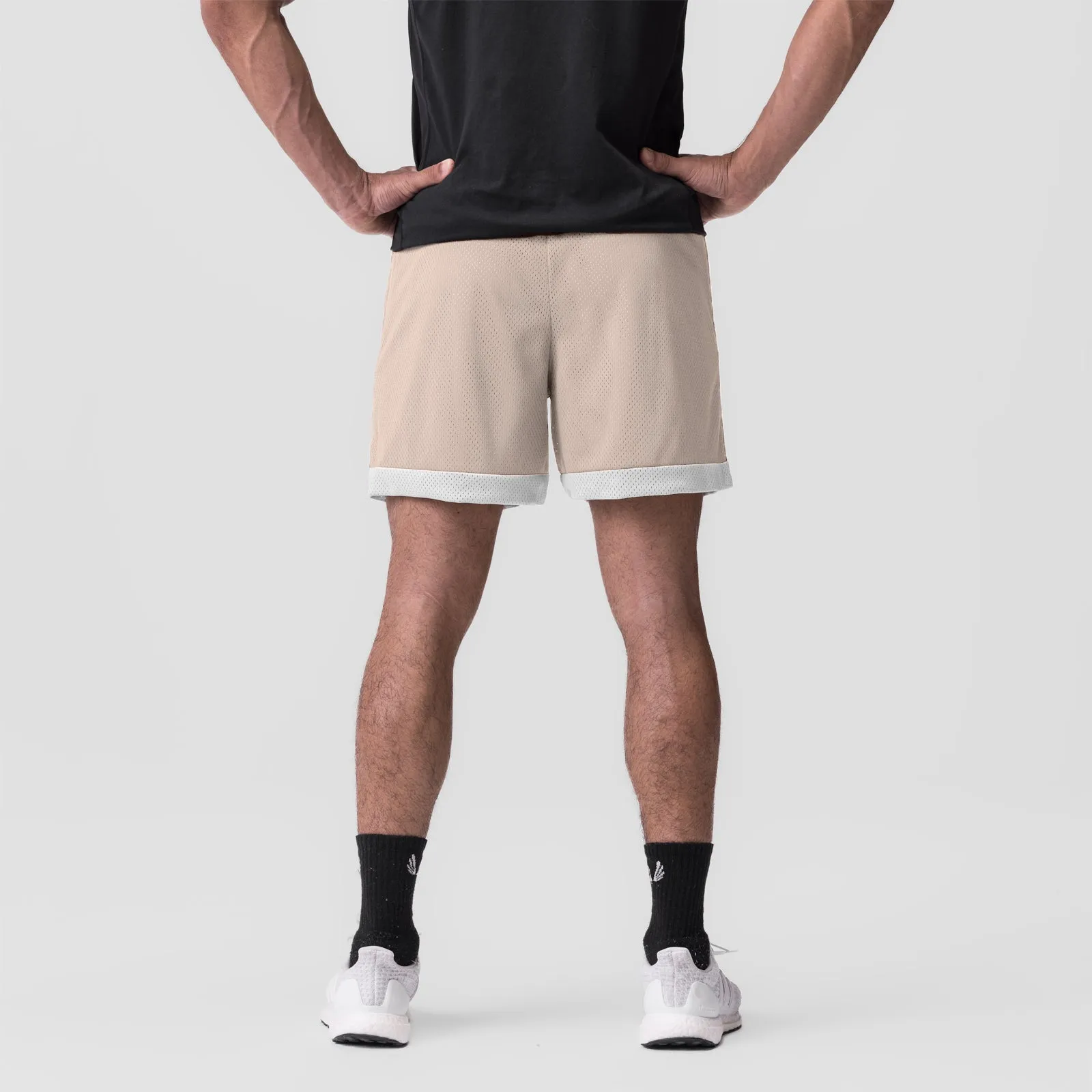 0795. SilverPlus™ Mesh Reversible Short  - Beige/White