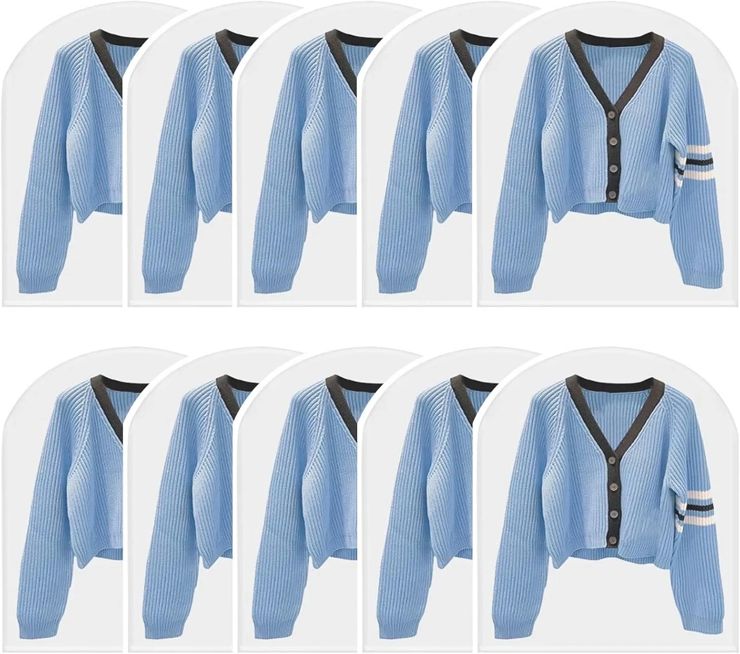 10Pcs PEVA Garment Bags for Hanging Clothes, Translucent Garment Covers with Zipper, for Dresses Skirt Coat Suit Shirt Jacket(60x80cm/24x31in)