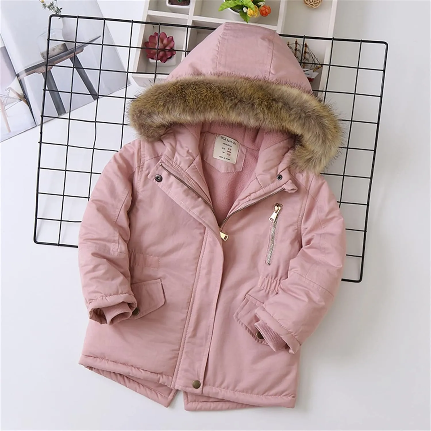 3-9T Kids Toddler Baby Girls Boys Autumn Winter Warm Thick Padded Cotton Long Sleeve Fleece Hooded Coat Jacket Clothes