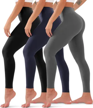 3 Pack High Waisted Leggings for Women No See Through Yoga Pants Tummy Control Leggings for Workout Running Buttery Soft