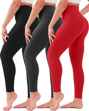 3 Pack Leggings for Women High Waisted No See-Through Tummy Control Soft Yoga Pants Womens Workout Athletic Running Leggings