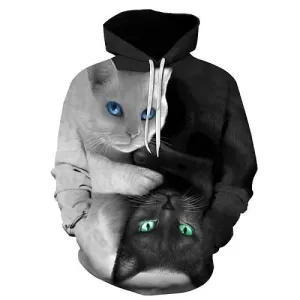 3D Two cat 3D Print hoody Tops Hipster hip hop