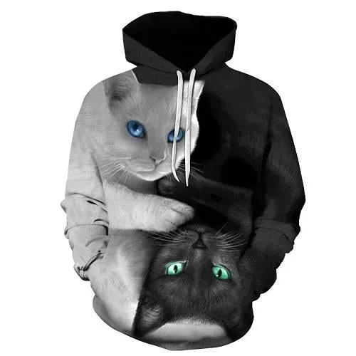 3D Two cat 3D Print hoody Tops Hipster hip hop