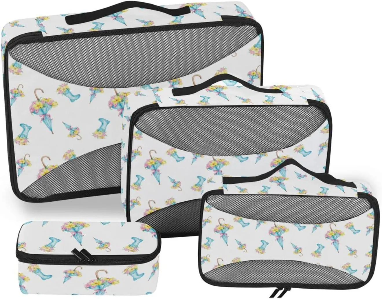 4 Pcs Travel Packing Cubes for Suitcases Boots and Umbrella Travel Packing Cubes Visible Luggage Cubes Organizers Suitcase Organizer Bags Set