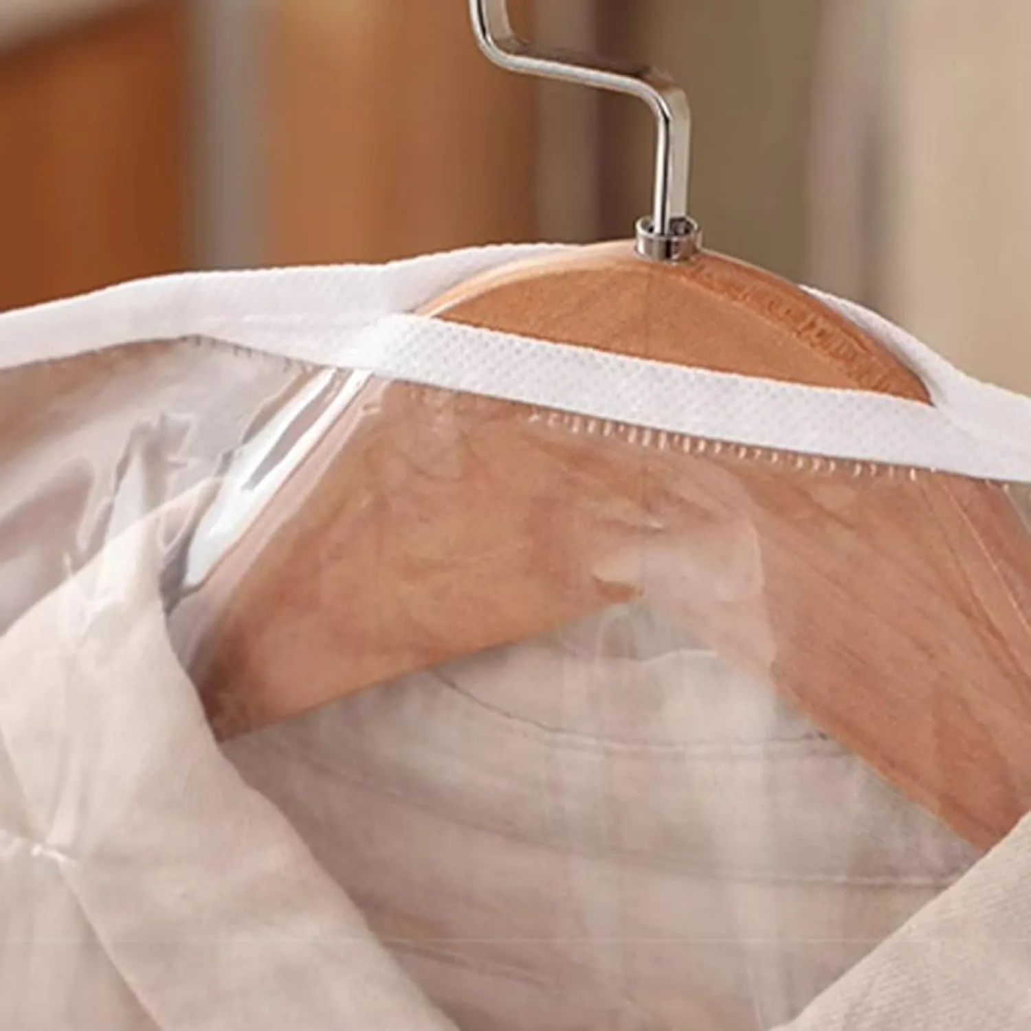 5 Pack Garment Bags for Hanging Clothes, Clear Garment Covers, Open Bottom Dust Proof Clothes Bag with Zipper, for Closet Storage and Travel(60x140cm)
