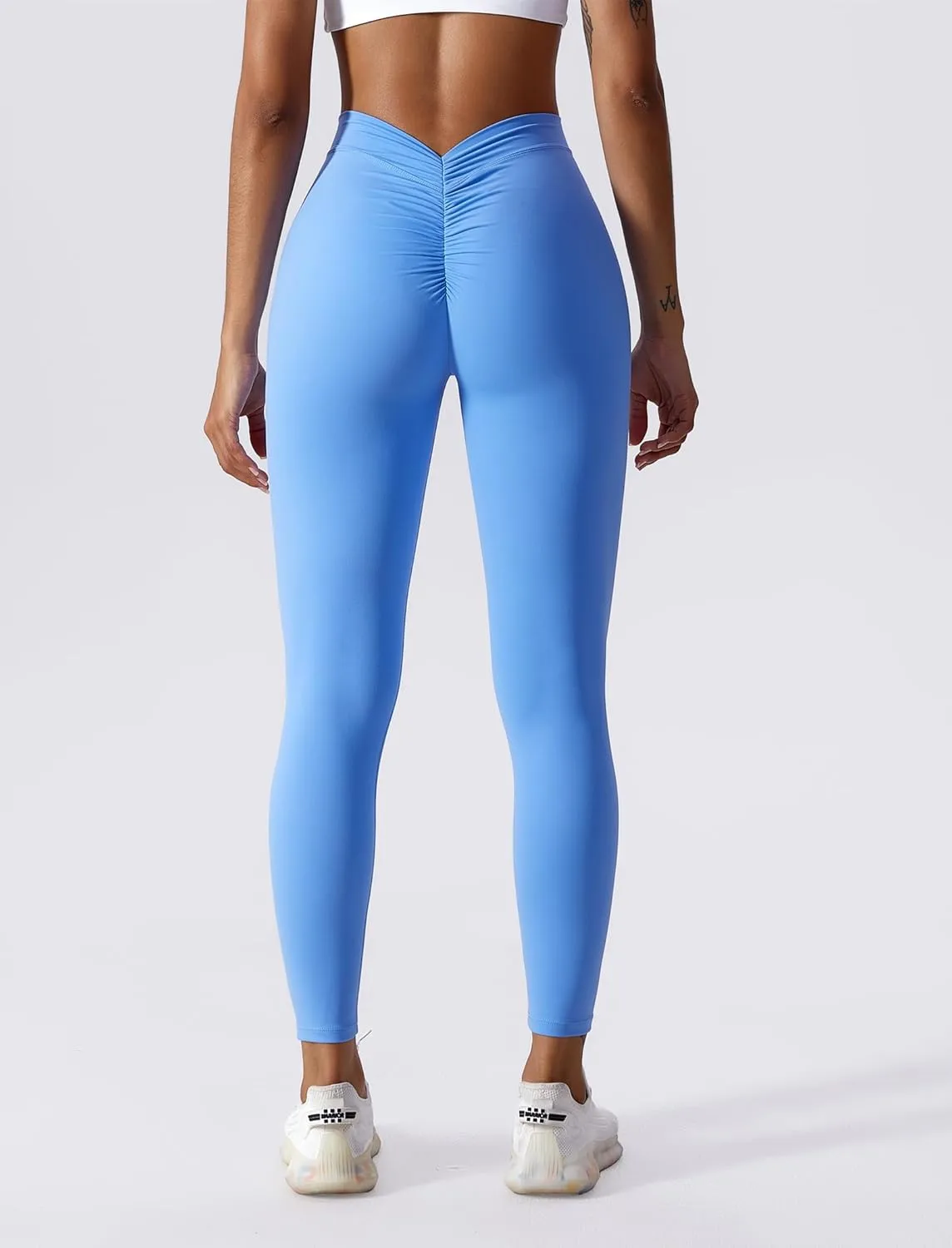 ABOCIW V Back Leggings for Women Buttery Soft Scrunch Butt Lifting Gym Workout Leggings High Waist Yoga Pants