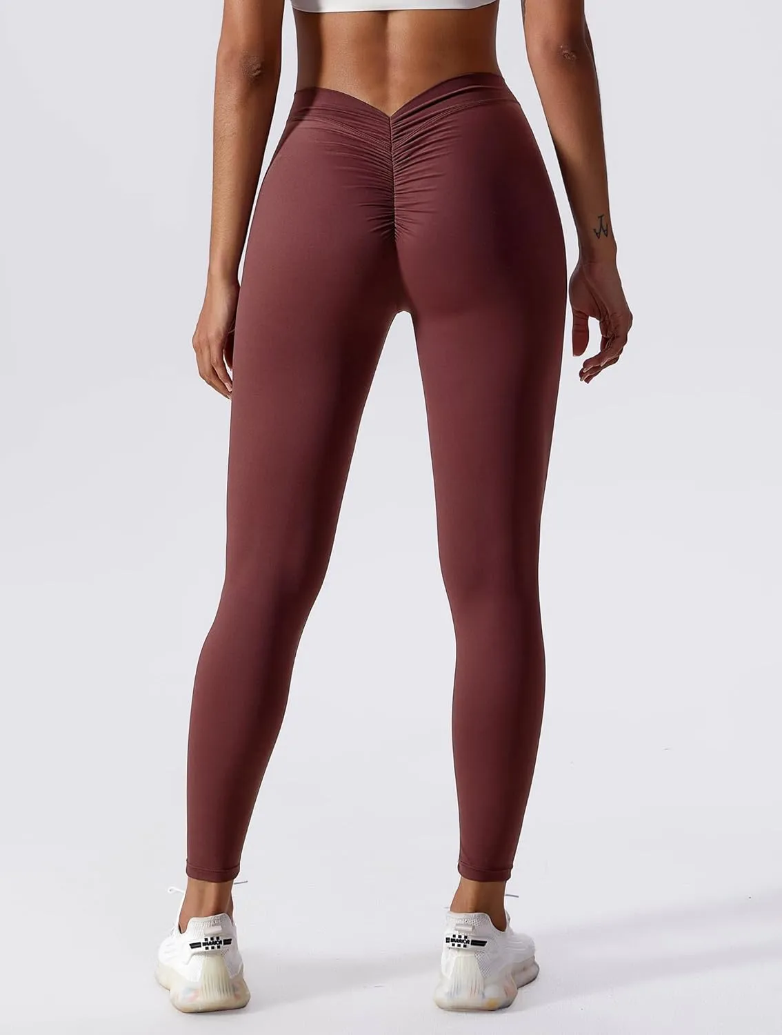 ABOCIW V Back Leggings for Women Buttery Soft Scrunch Butt Lifting Gym Workout Leggings High Waist Yoga Pants