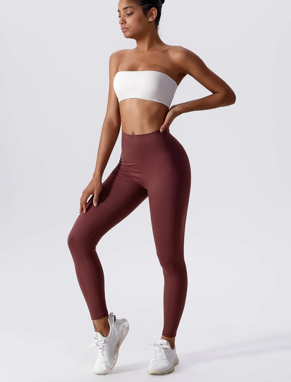 ABOCIW V Back Leggings for Women Buttery Soft Scrunch Butt Lifting Gym Workout Leggings High Waist Yoga Pants