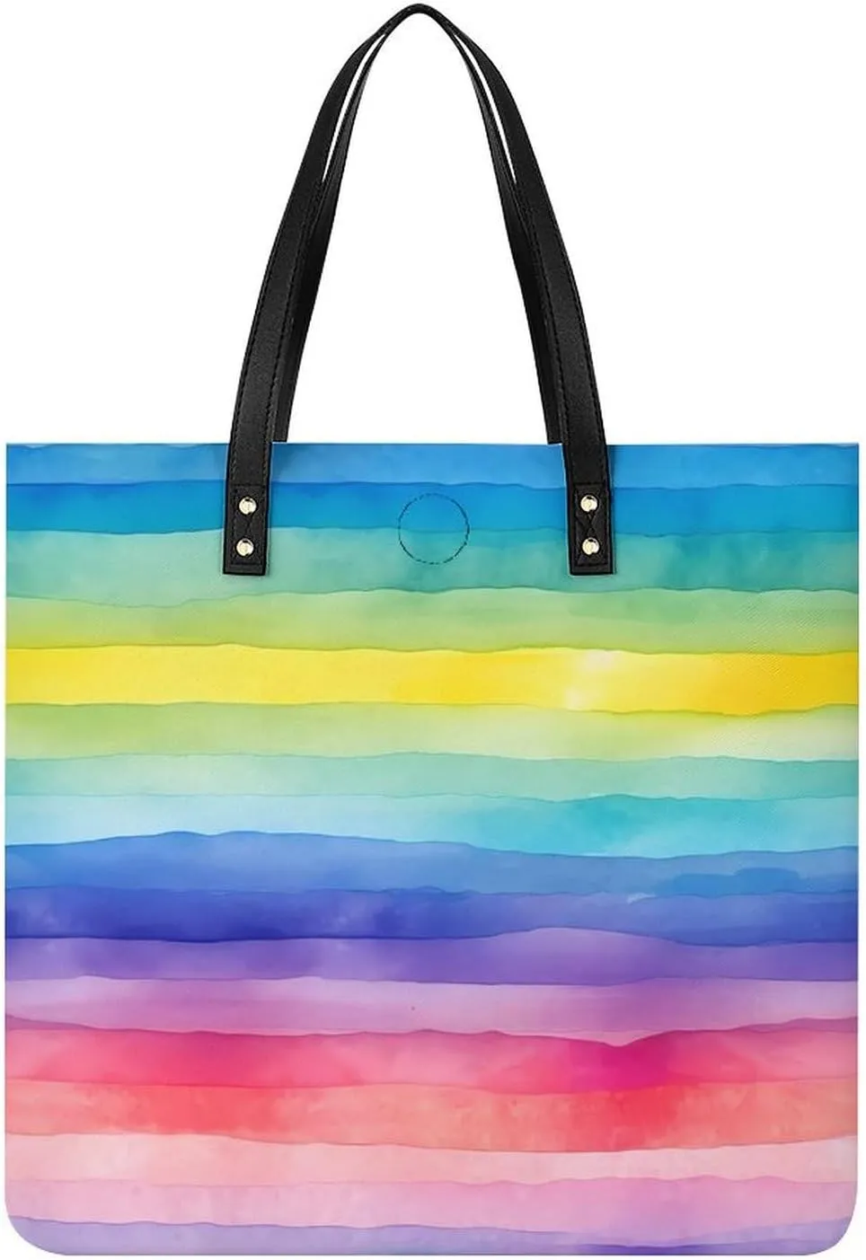 Abstract Colorful Stripe Rainbow Tote Bags PU Leather Top Handle Satchel Handbags Shoulder Bags Travel Purse for Women Men