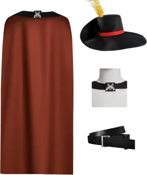 Adult Puss Costume Cloak Hat Cat in Boots Cosplay Cape Cap Belt Set Puss Cloak Robe Halloween Outfits