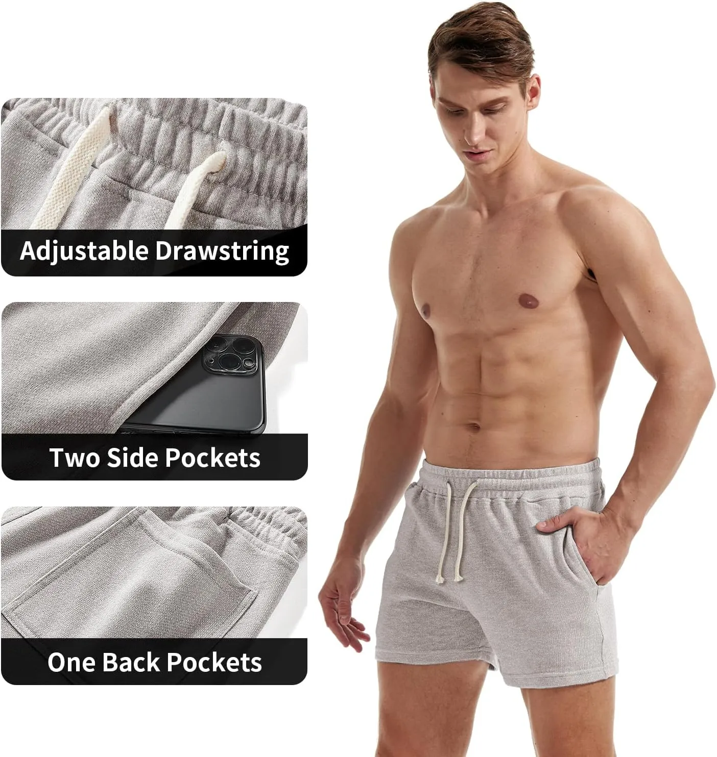 AIMPACT Mens Athletic Sweat Shorts 5.5" Elastic Waist Casual Pajama Short with Pocket Gym Workout Short Shorts for Men