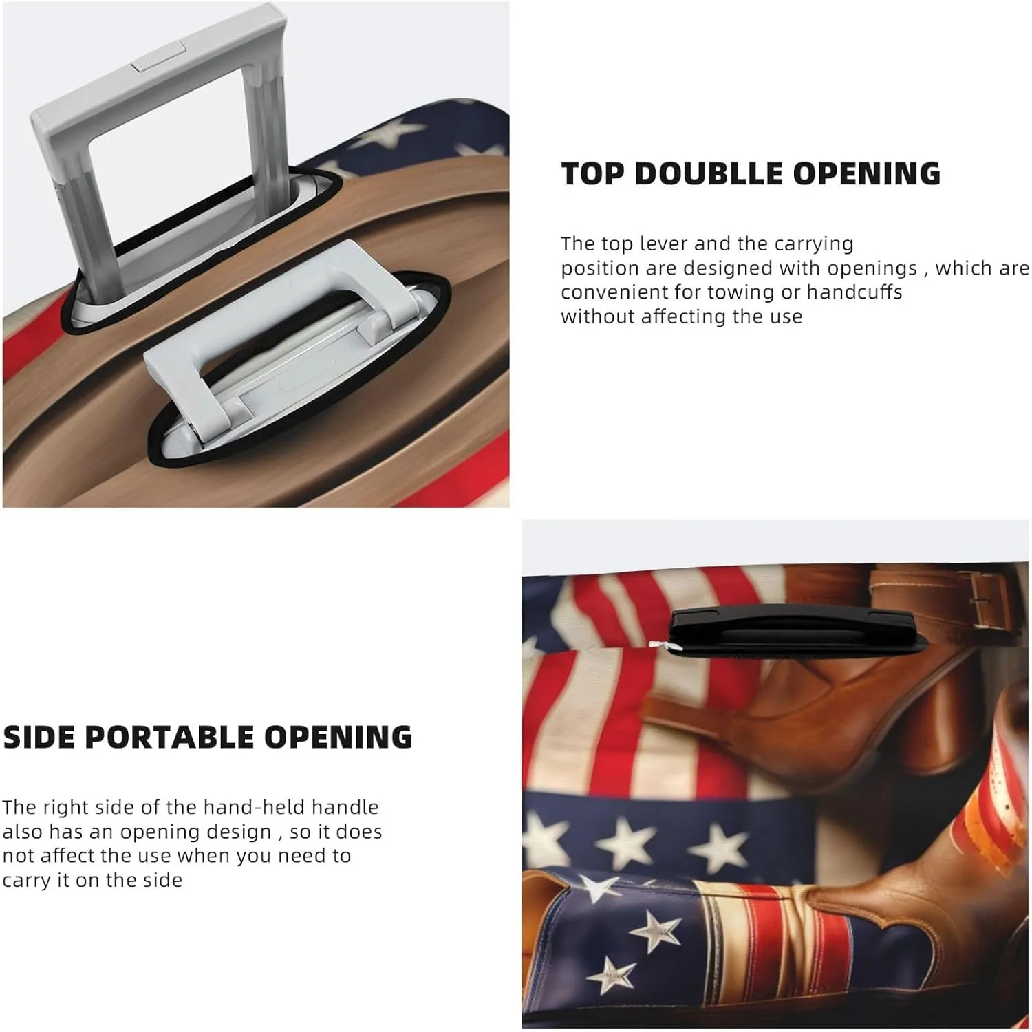 American Flag with Cowboy Boots Print Universal Suitcase Cover Elastic Washable Travel Luggage Protector Adult Luggage