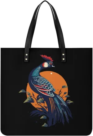 Animal Pheasant Tote Bags PU Leather Top Handle Satchel Handbags Shoulder Bags Travel Purse for Women Men