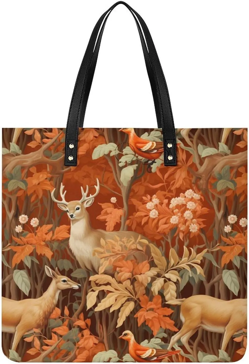 Animals Deer Tote Bags PU Leather Top Handle Satchel Handbags Shoulder Bags Travel Purse for Women Men