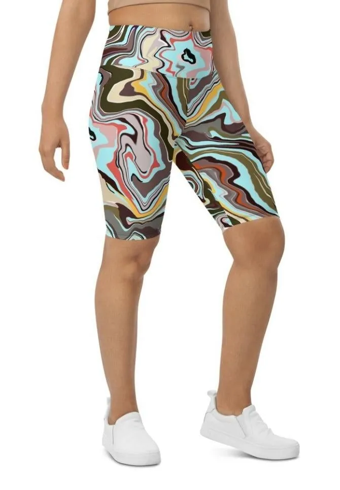 Aqua Marble Biker Shorts