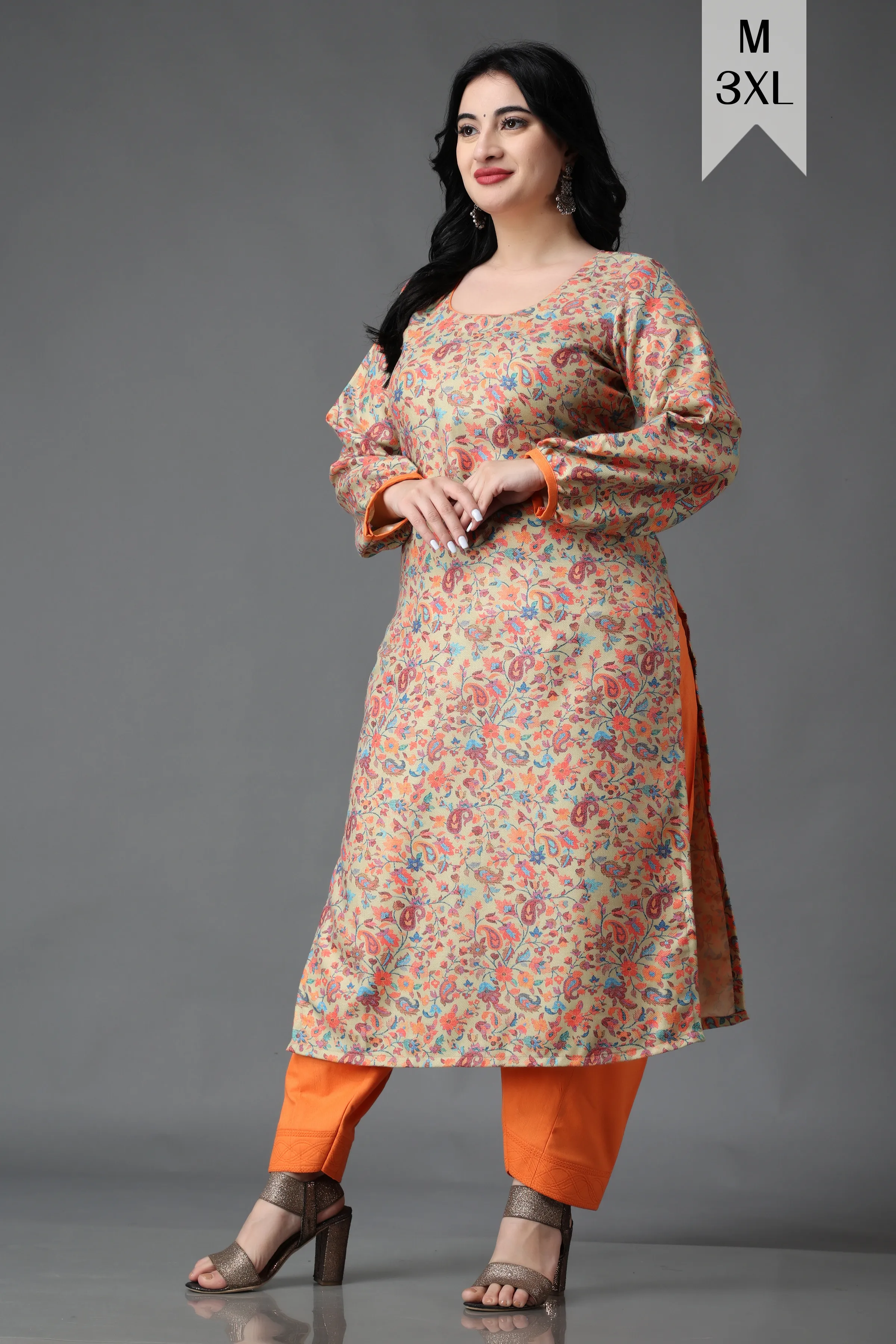 Autumn Peach Woollen Kurta Set