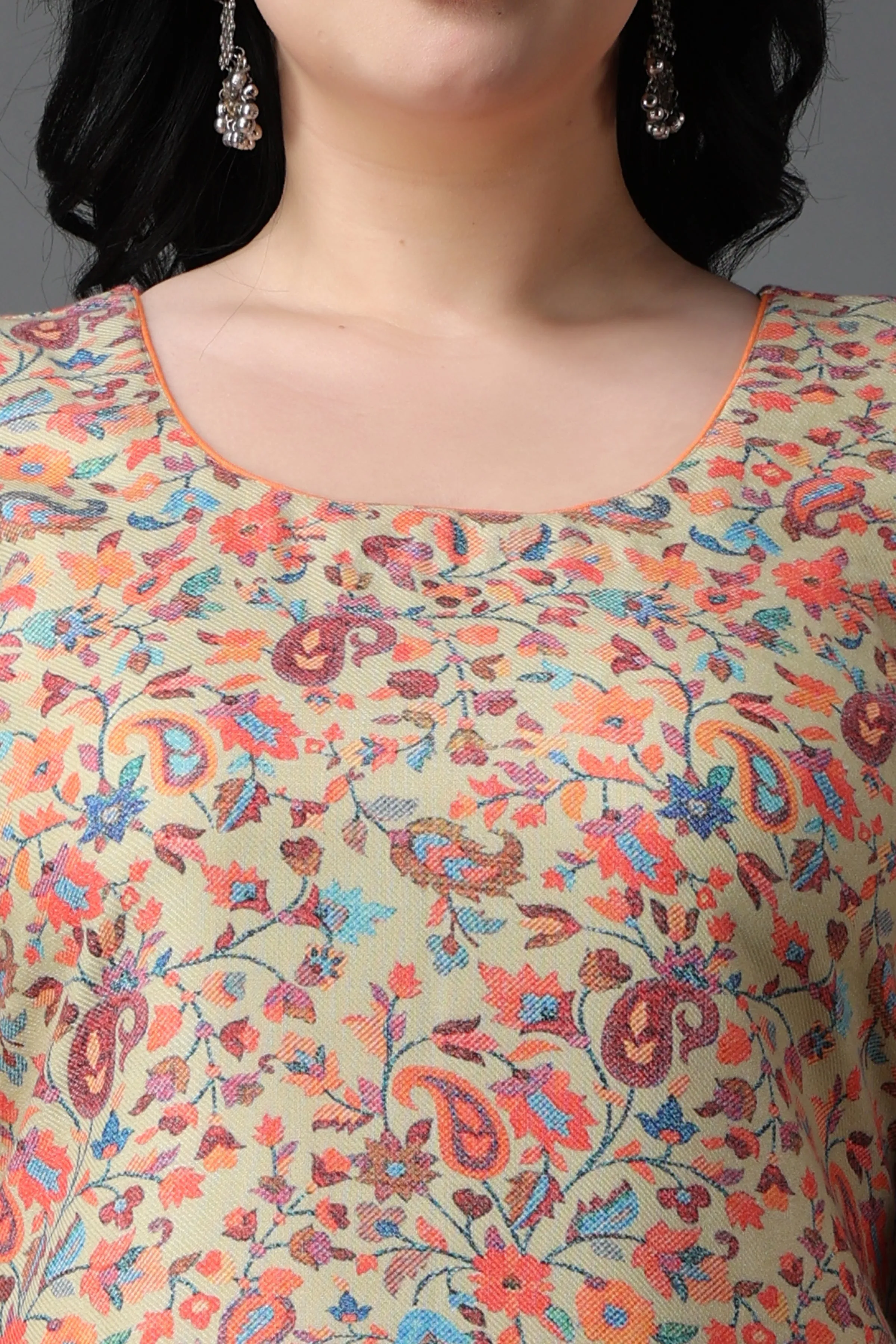 Autumn Peach Woollen Kurta Set