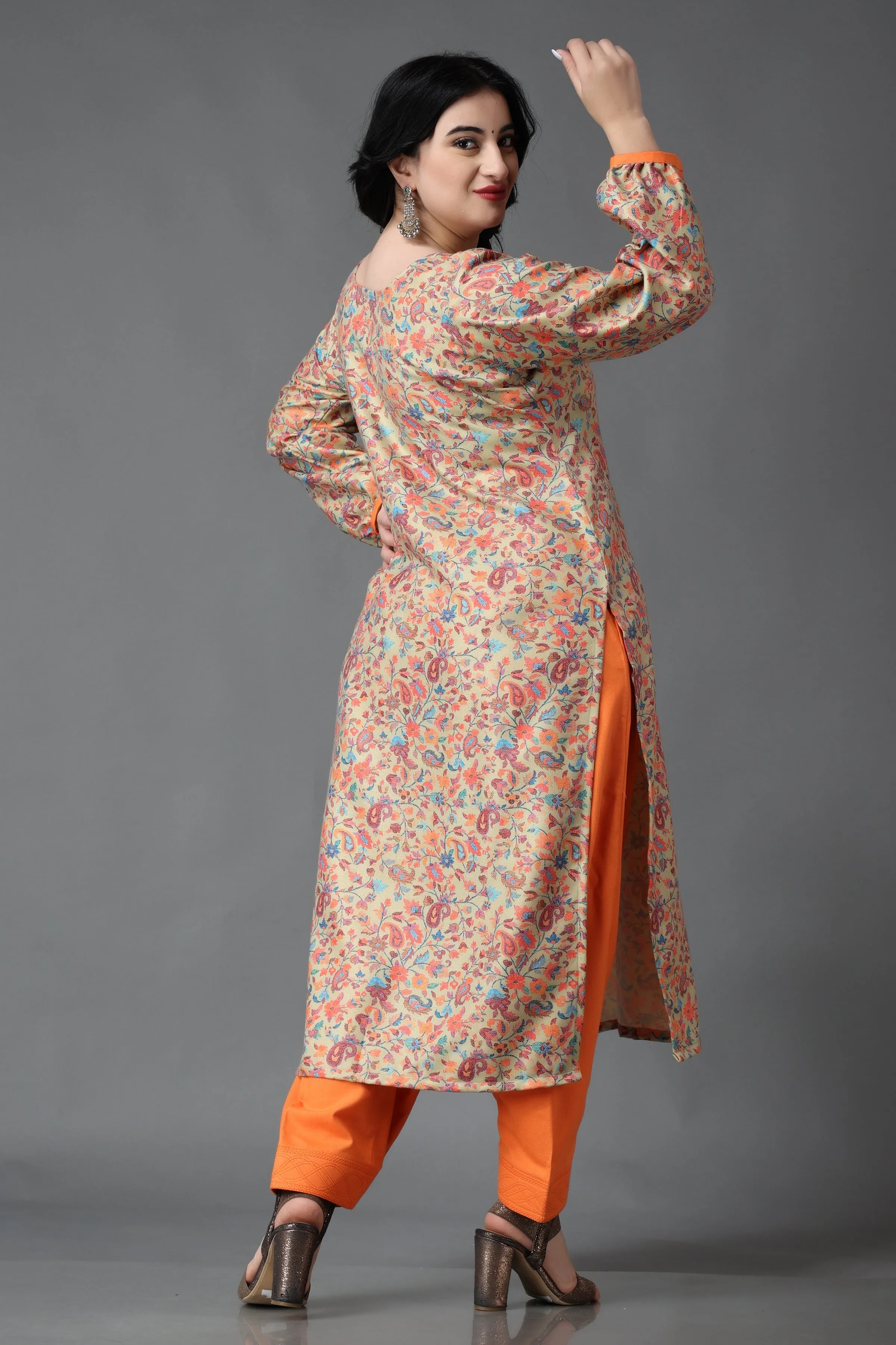 Autumn Peach Woollen Kurta