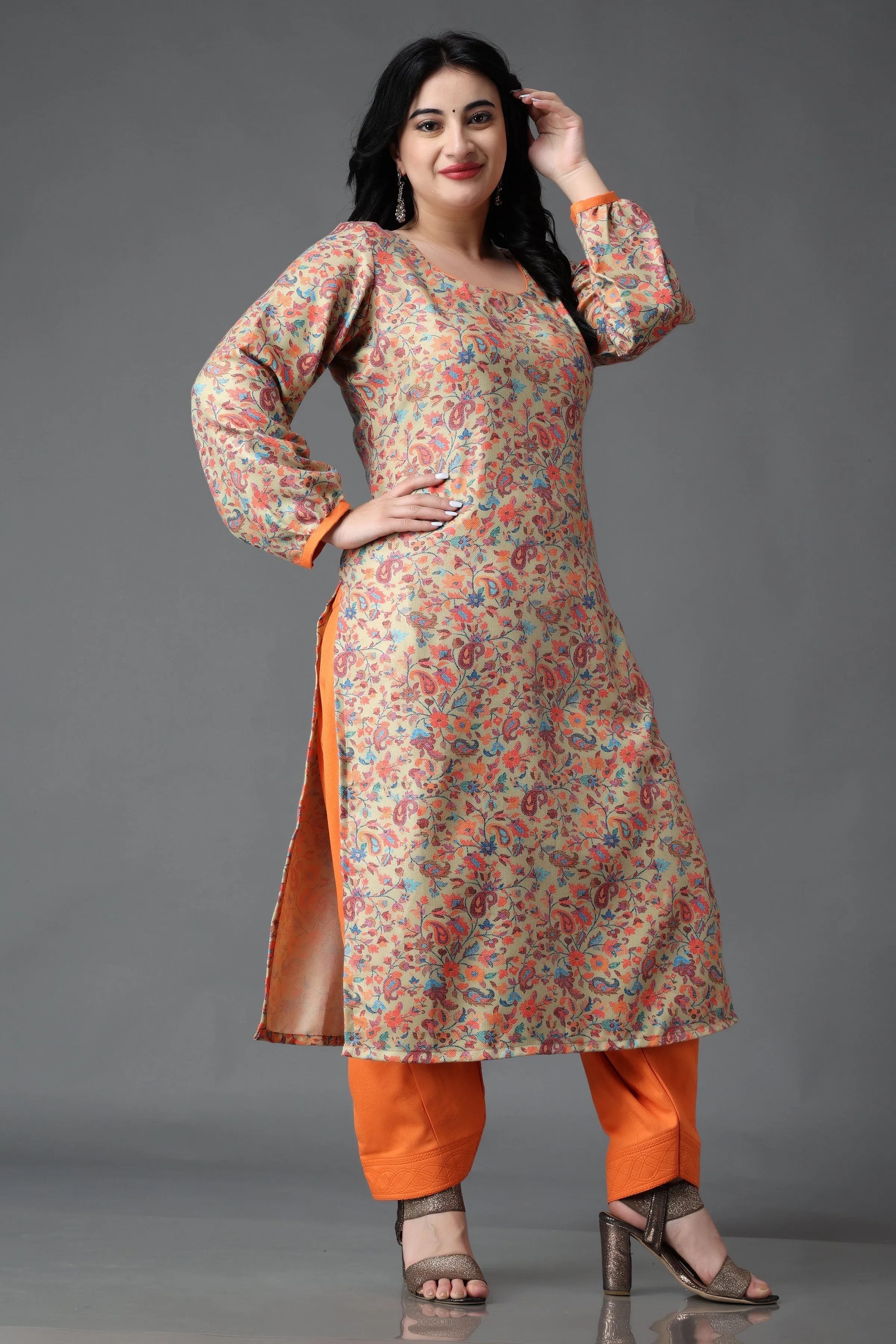 Autumn Peach Woollen Kurta