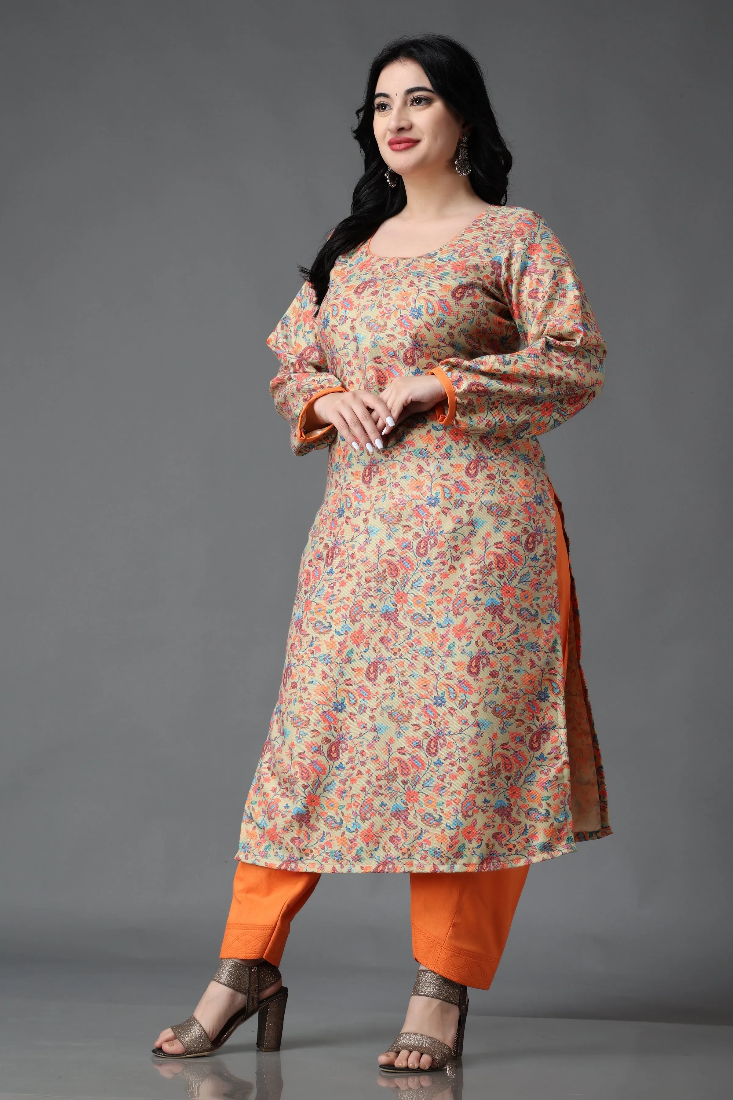 Autumn Peach Woollen Kurta