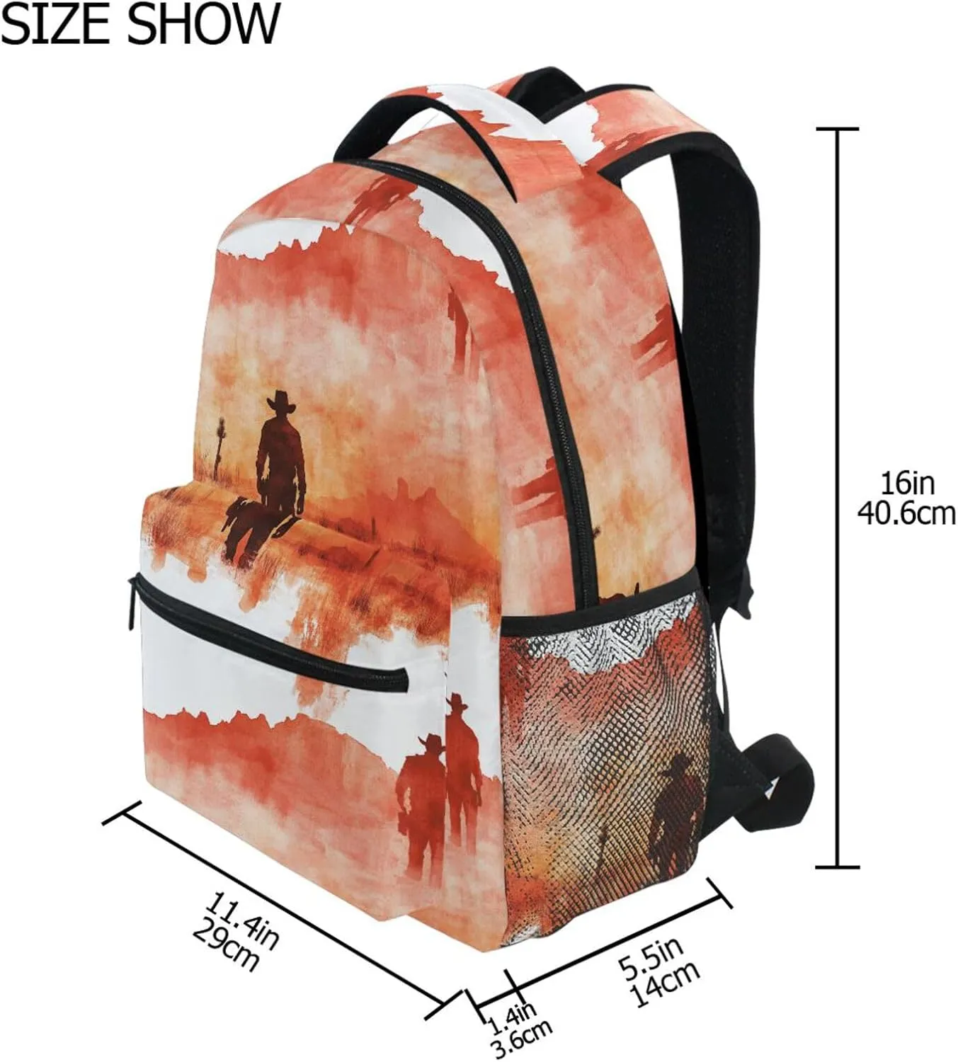 Backpack for Women Men Fashion Travel Laptop Backpack with Chest Strap for College Work Western Cowboy Boots Cowboy Vast Desert