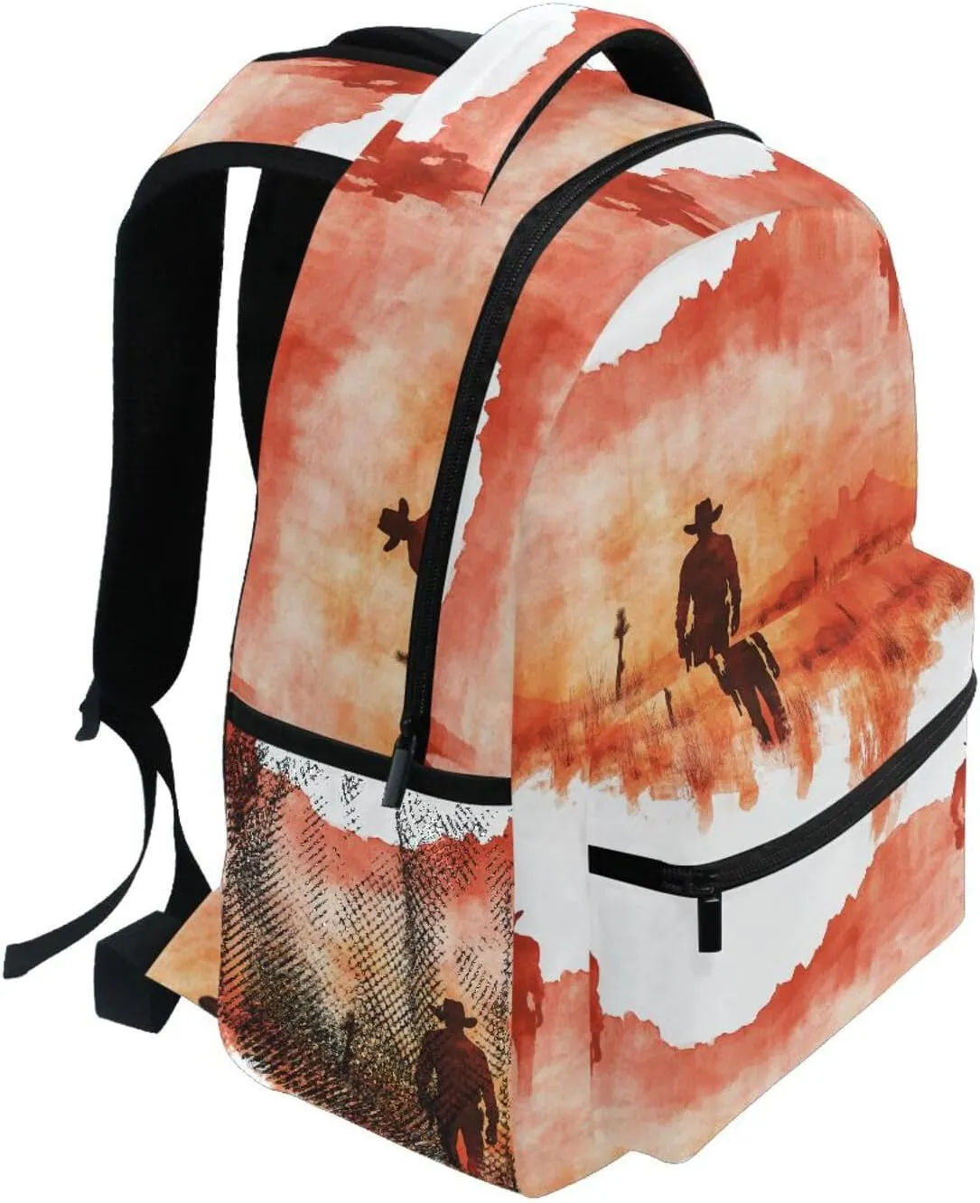 Backpack for Women Men Fashion Travel Laptop Backpack with Chest Strap for College Work Western Cowboy Boots Cowboy Vast Desert
