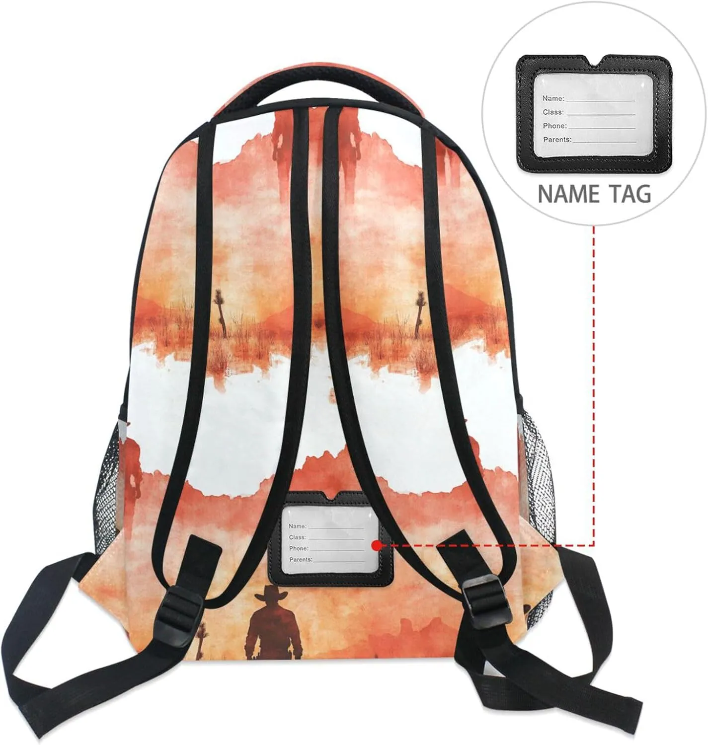 Backpack for Women Men Fashion Travel Laptop Backpack with Chest Strap for College Work Western Cowboy Boots Cowboy Vast Desert