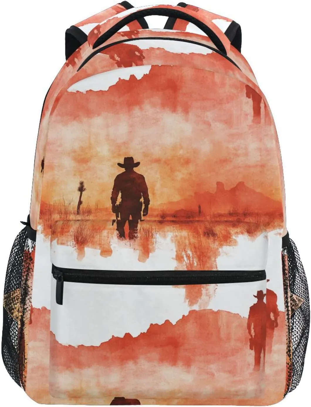 Backpack for Women Men Fashion Travel Laptop Backpack with Chest Strap for College Work Western Cowboy Boots Cowboy Vast Desert