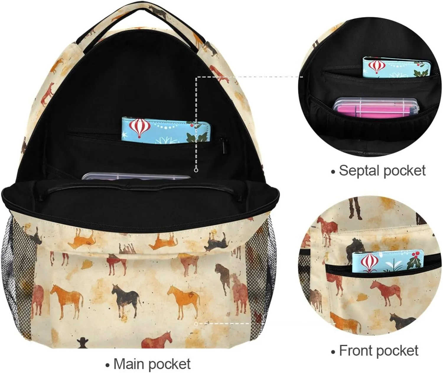 Backpacks for Men Women Waterproof Personal Backpack with Chest Strap for Travel Trip Western Cowboy Boots Vast Desert
