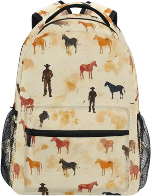 Backpacks for Men Women Waterproof Personal Backpack with Chest Strap for Travel Trip Western Cowboy Boots Vast Desert