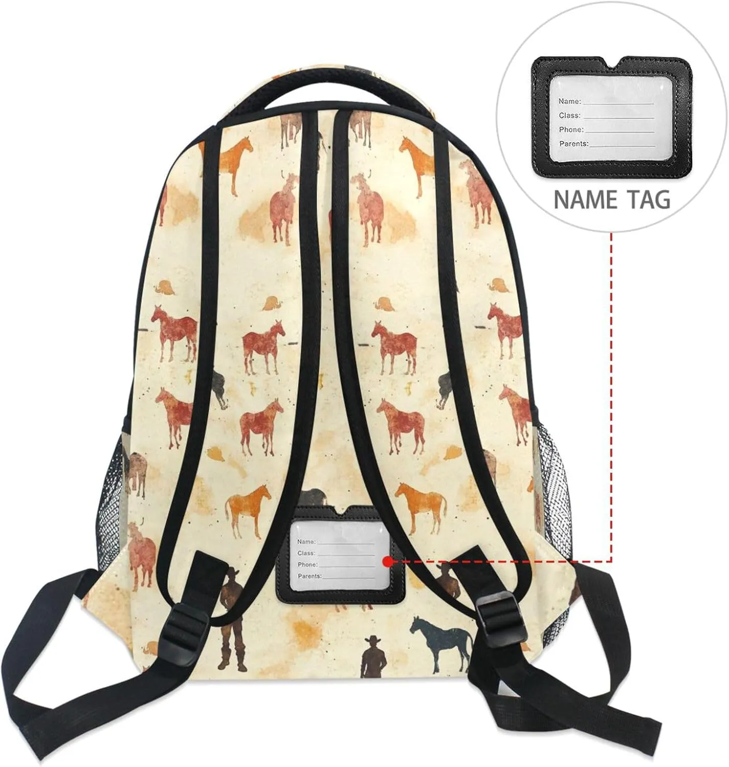 Backpacks for Men Women Waterproof Personal Backpack with Chest Strap for Travel Trip Western Cowboy Boots Vast Desert