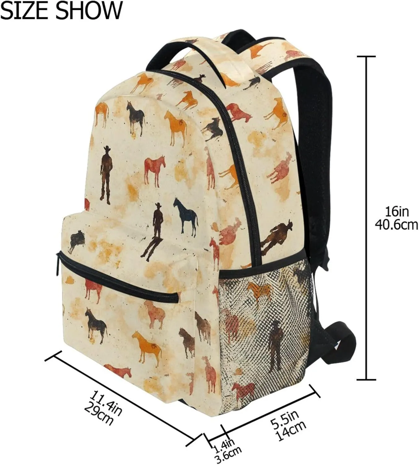 Backpacks for Men Women Waterproof Personal Backpack with Chest Strap for Travel Trip Western Cowboy Boots Vast Desert