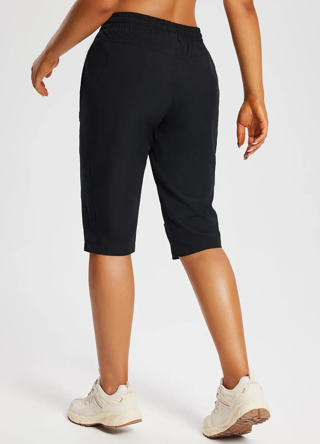 baleaf Women's 15" Long Shorts Below The Knee Capri Hiking Cargo Shorts Lightweight Quick Dry Elastic Waist for Casual