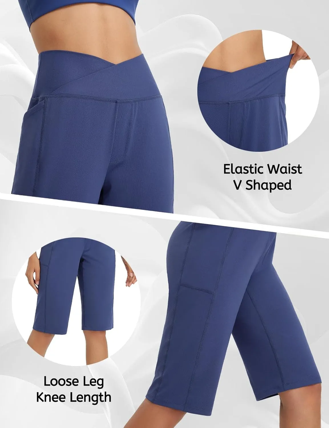 baleaf Women's Bermuda Long Shorts 14" Knee Length High Waisted Athletic Shorts with Pockets Stretch Soft Loose Casual Summer
