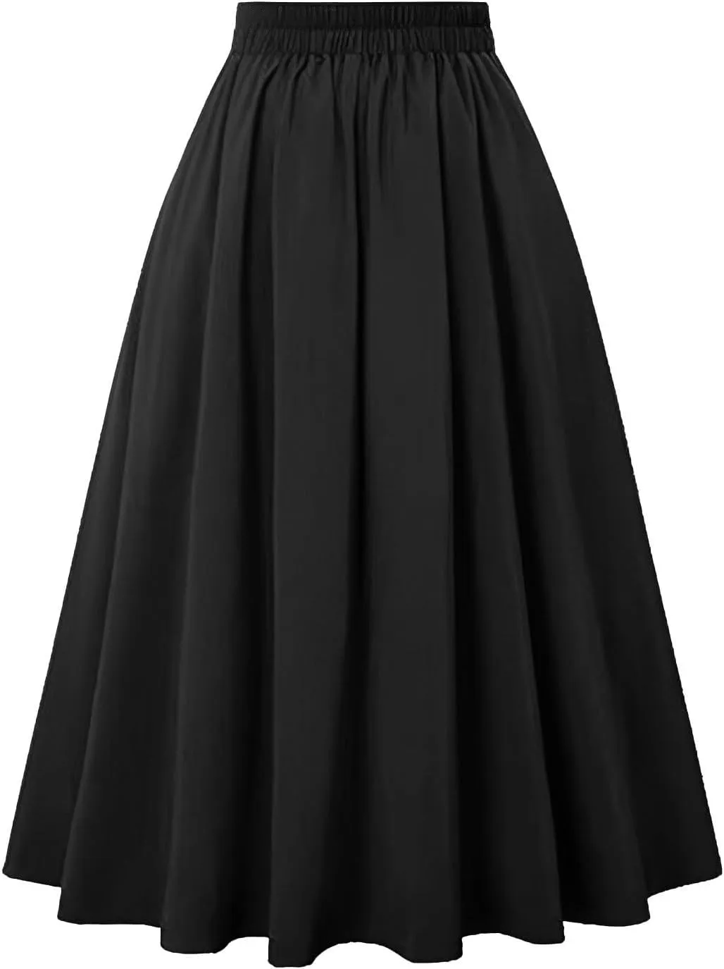 BAXLIMEK Pleated Skirts for Women,2025 Spring Summer Elegant Button High Waist A-Line Midi Skirts,Flowy Swing Boho Skirts