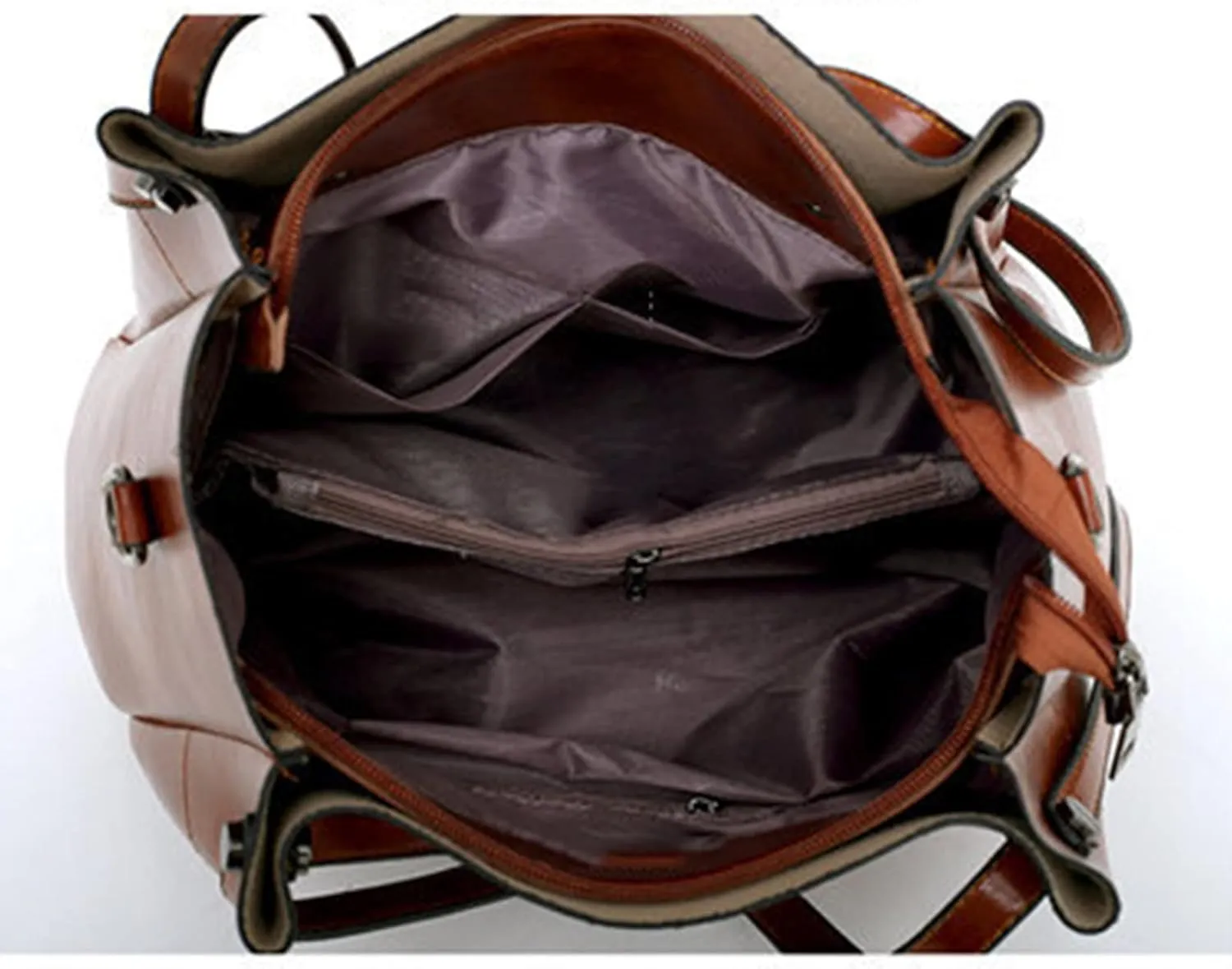 Beach Tote Bag 4 Packet Leather Solid Color Handbags Shoulder Bags Crossbody Hobo Bags Card Purse Work Travel Essential B