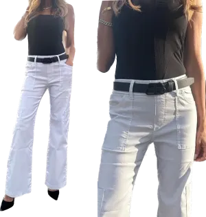 Bevy Flog Rose Cargo White Cloud Pant