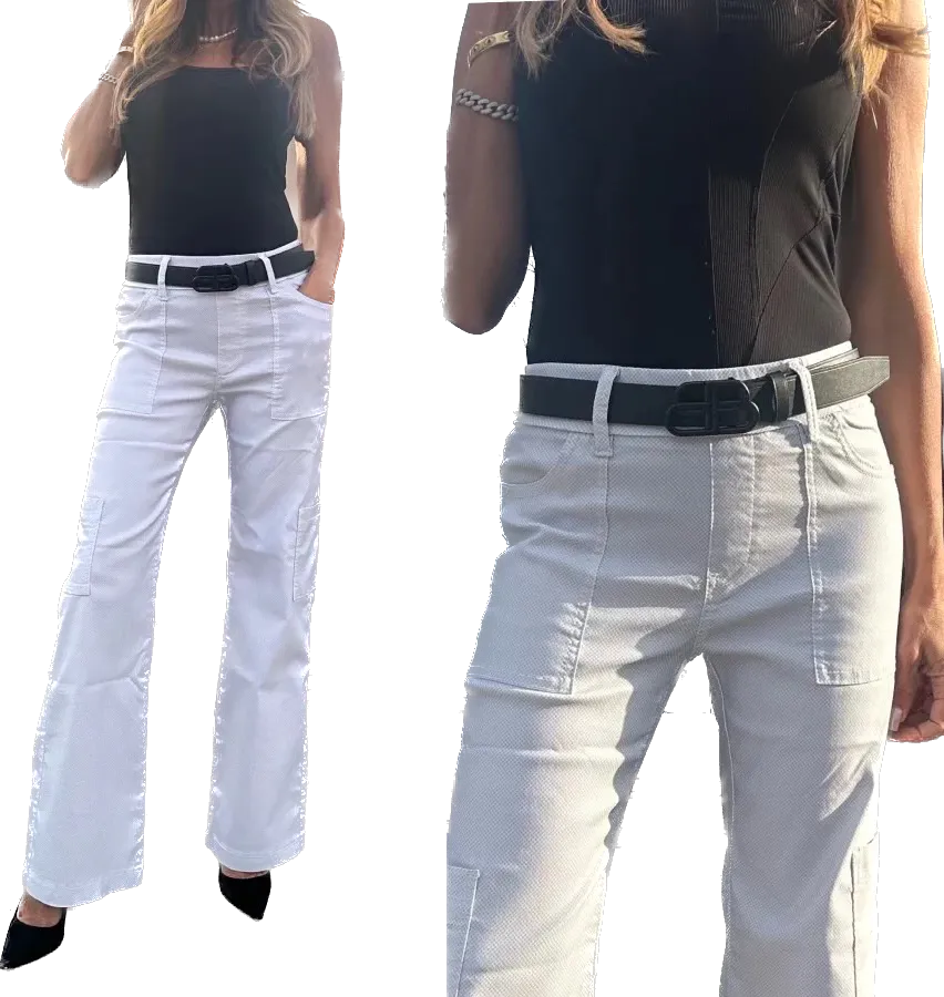 Bevy Flog Rose Cargo White Cloud Pant