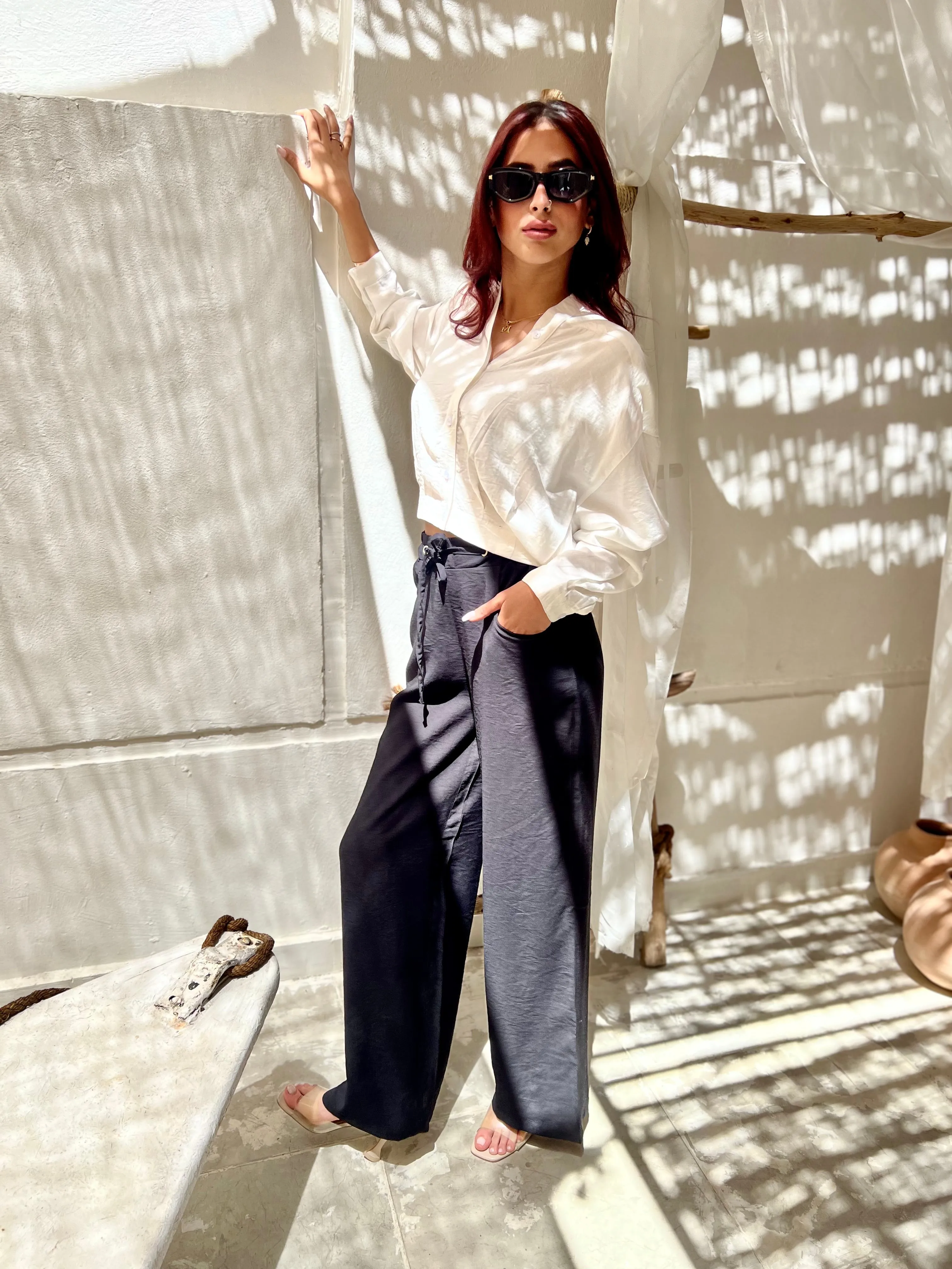 Black Bloom Pants