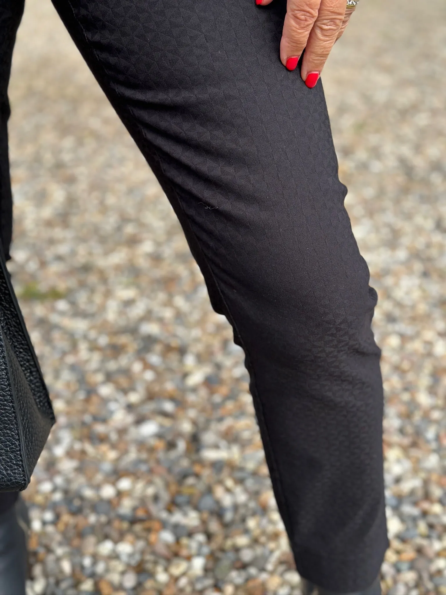 Black Jacquard Slim Leg Trousers - PINNS (302CT)