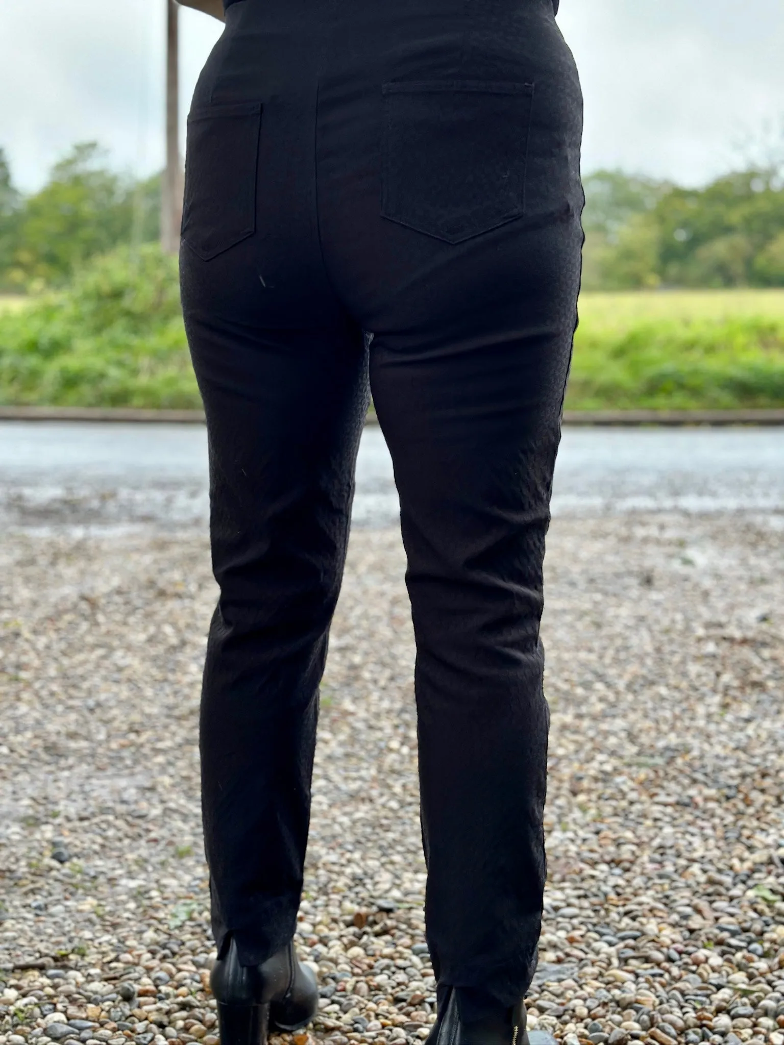 Black Jacquard Slim Leg Trousers - PINNS (302CT)