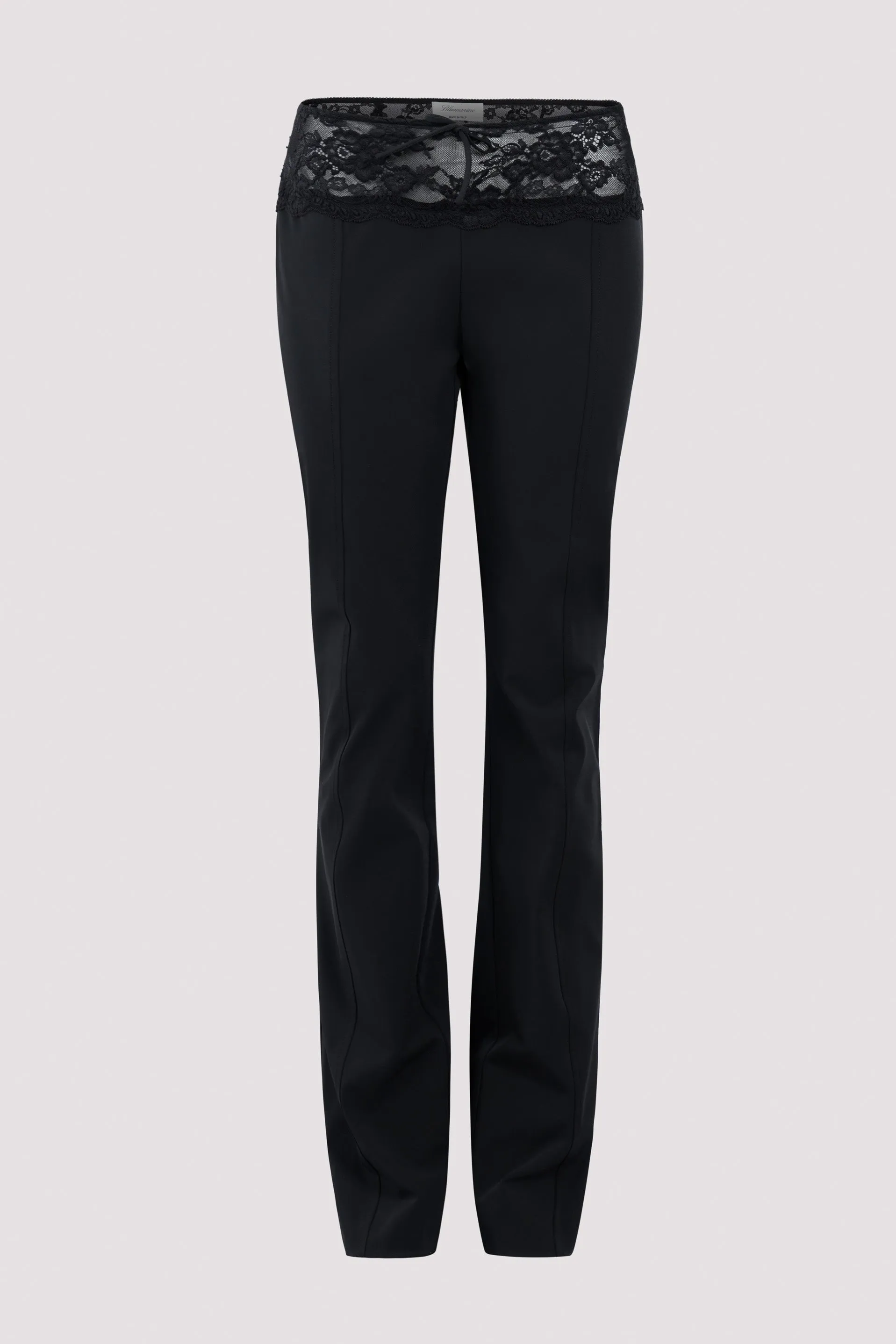 Black Lace Detailed Slim-Leg Pants