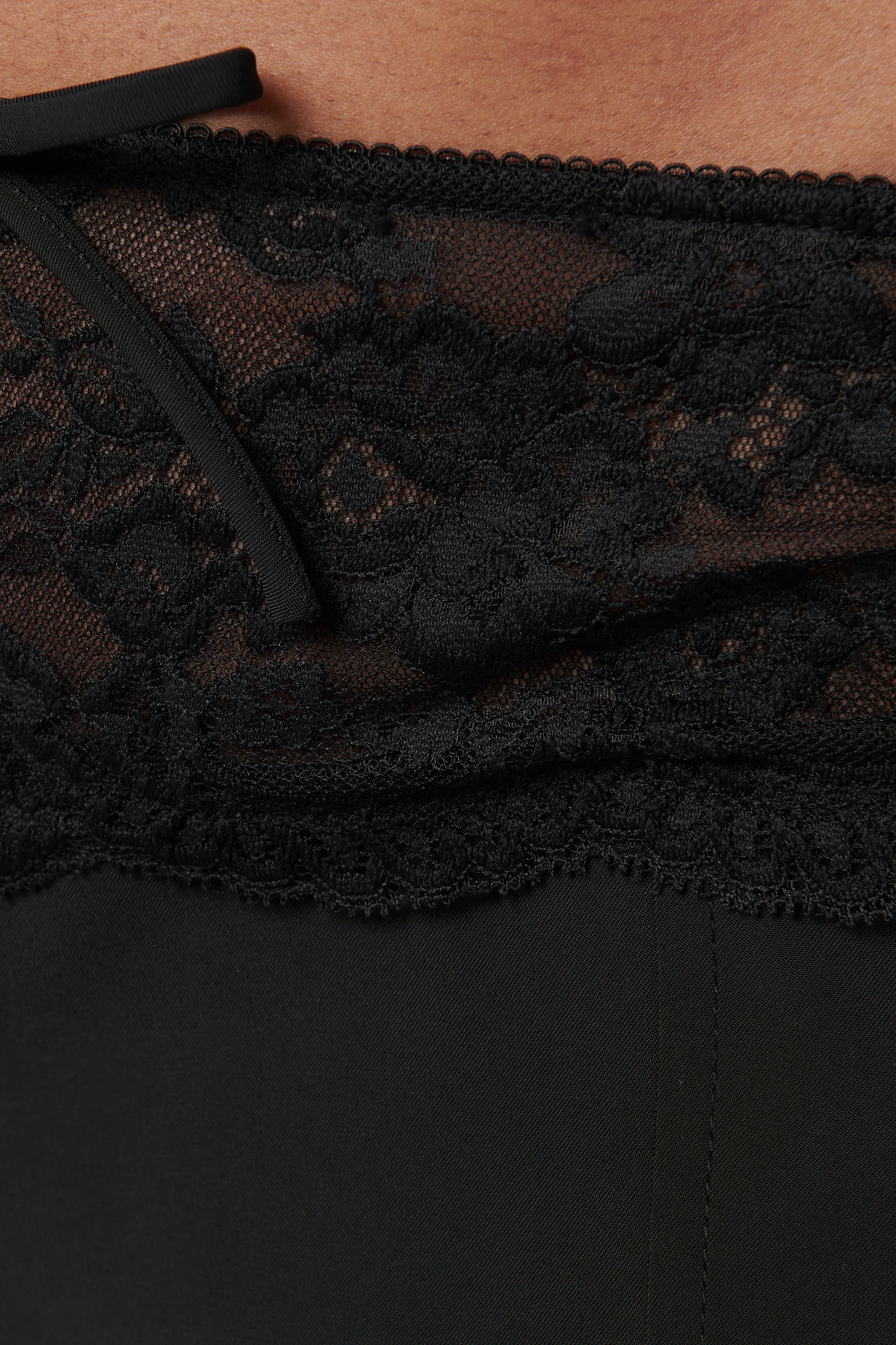 Black Lace Detailed Slim-Leg Pants