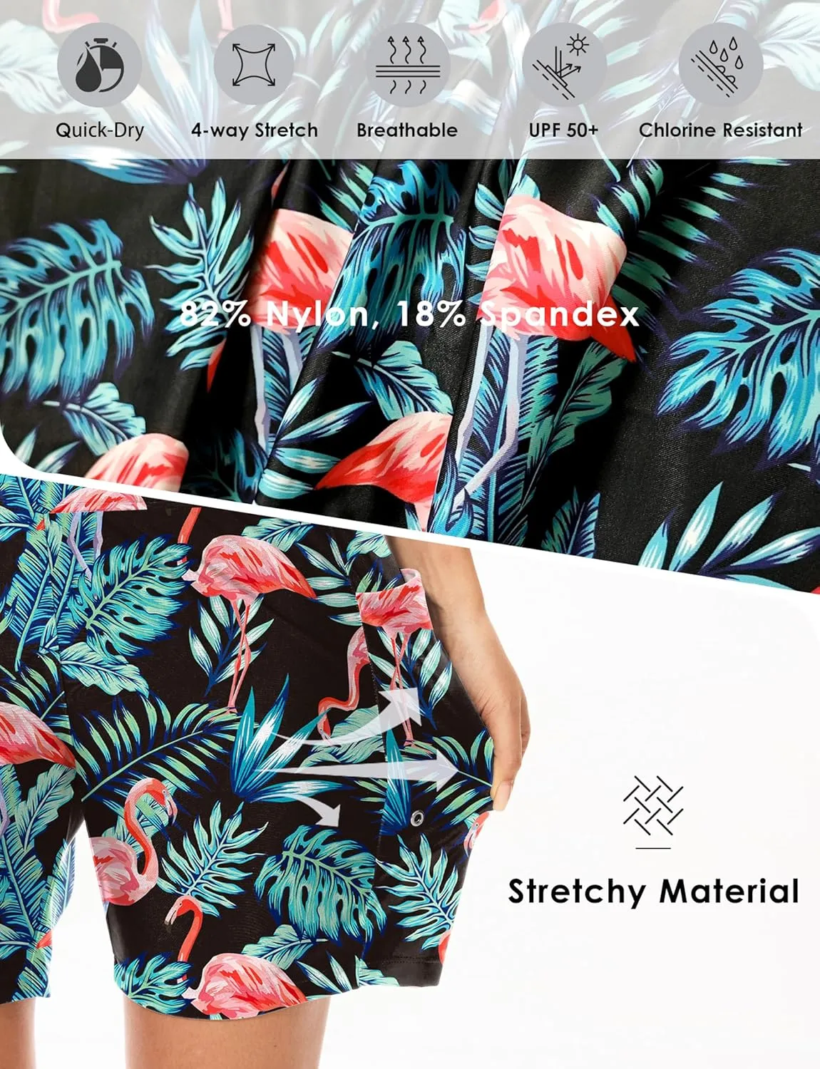 Blouty Women's 7" Long Swim Board Shorts with Pockets Liner High Waisted Quick Dry Beach Swimming Shorts for Women