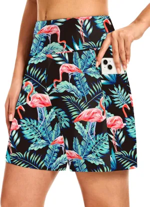 Blouty Women's 7" Long Swim Board Shorts with Pockets Liner High Waisted Quick Dry Beach Swimming Shorts for Women