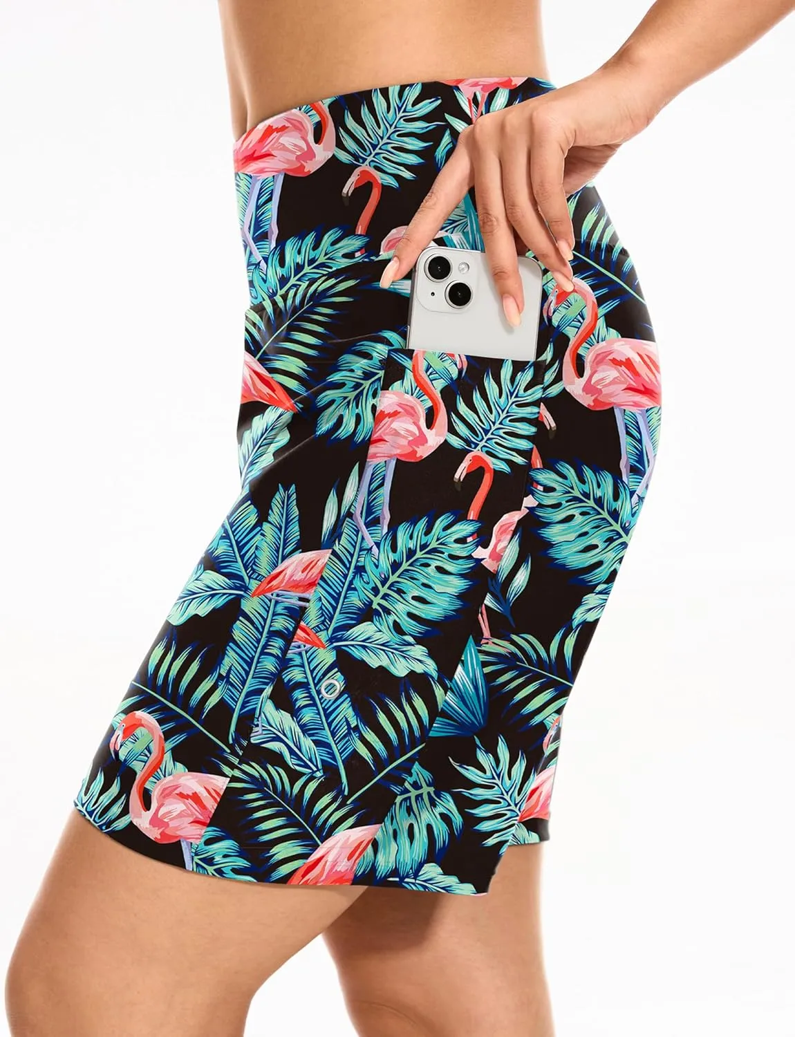 Blouty Women's 7" Long Swim Board Shorts with Pockets Liner High Waisted Quick Dry Beach Swimming Shorts for Women