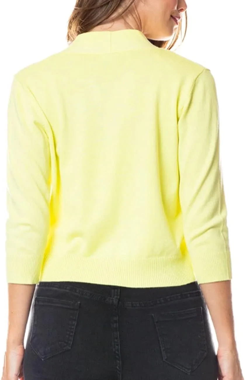 Bolero Cropped Cardigans Shrugs for Women - 3/4 Sleeve Open Front Cover up for Dresses