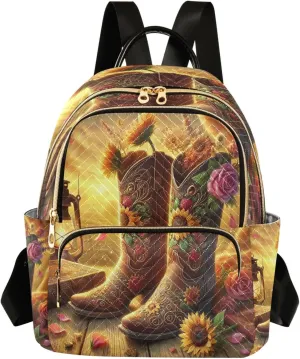 Boots Fall Warm Yellow Backpack Purse for Women Girls Fashion Ladies Small Back Pack Purse for College Holiday Travel S
